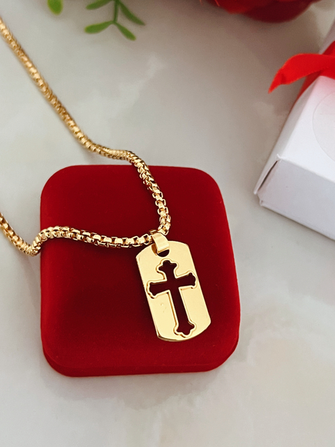 Colar masculino medalha crucifixo - comprar online