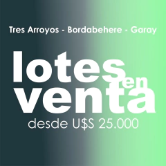 ¡Nuevo ingreso! LOTES EN VENTA - TRES ARROYOS Y RAWSON MAR DEL PLATA