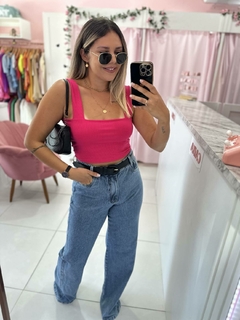 cropped basic canelado alça larga - loja online