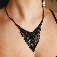 Conjunto Negro Colar Brinco Strass - comprar online