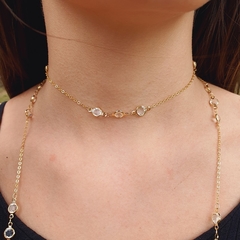 Colar Cristal Longo Cravação Inglesa Corrente Groumet - loja online