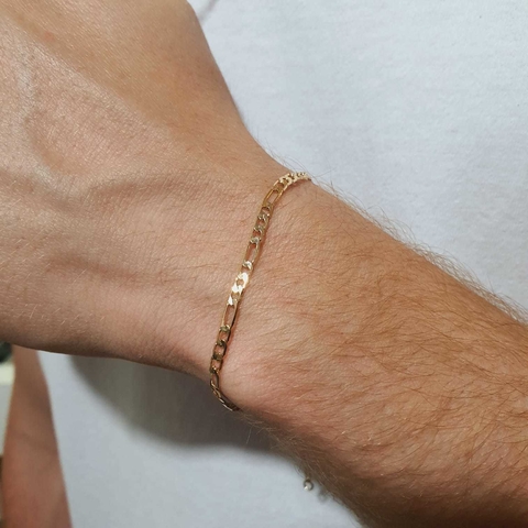 Pulseira Groumet 3 em 1 Masculina Dourada