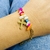 Pulsera dorada piedras naturales colores dije cruz - tienda online