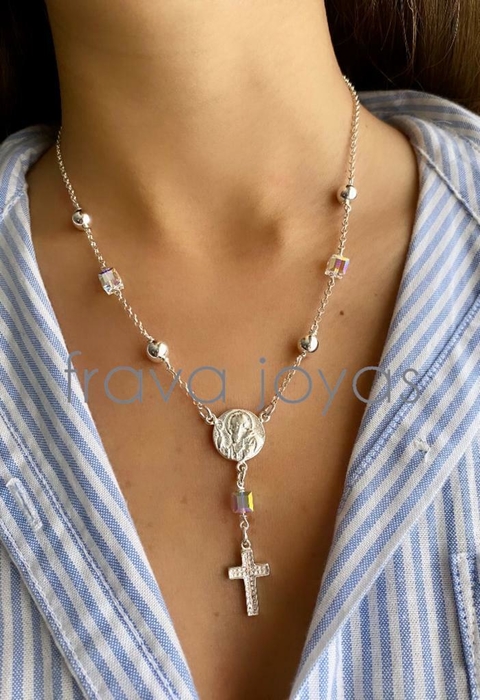 Denario San Benito con Cristal Aurora Boreal