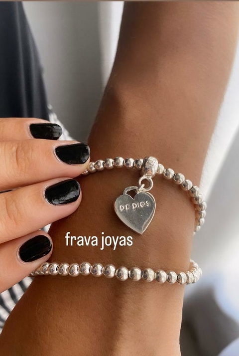 2 Vueltas bolitas de plata Nro 4 con cierre imán