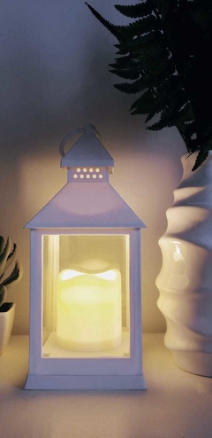 Fanal Blanco con vela Led - comprar online