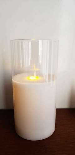 Vela LED con soporte de vidrio y llama con movimiento en internet