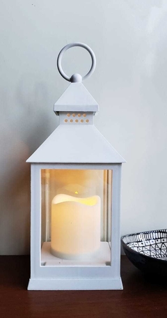 Fanal Blanco con vela Led