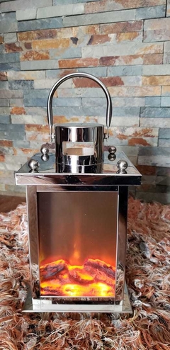 Fanal de acero inoxidable simulación fuego en internet