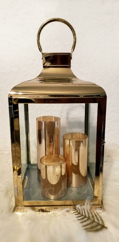 Fanal de acero inox dorado Deco - comprar online