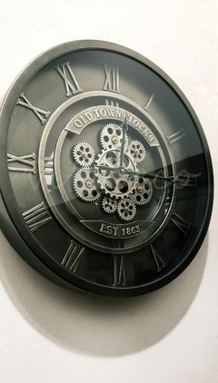 Reloj de pared Tekirda con mov de engranajes Silver 45cm Deco - VITA DECO