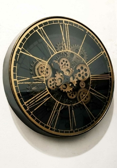 Reloj de pared CRETA con mov de engranajes a la vista 50 cm BLACK & GOLD - comprar online