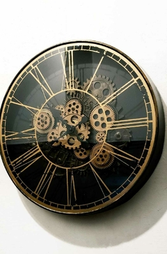 Reloj de pared CRETA con mov de engranajes a la vista 50 cm BLACK & GOLD en internet