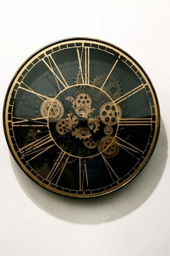 Reloj de pared CRETA con mov de engranajes a la vista 50 cm BLACK & GOLD