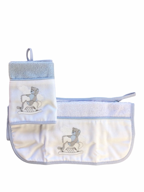 Pano de Boca Toalha Simples - 2 produtos com prendedor de chupeta - Clássico Urso