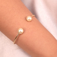 Bracelete Fio Liso Pérola banhado em ouro 18k