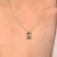Escapulário Sagrado Coração de Jesus e Nossa Senhora do Carmo banhado em ouro 18k
