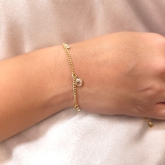 Tornozeleira Três Pontos de Luz Cristal banhado em ouro 18k - comprar online