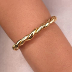 Bracelete Trançado Fio Liso Torcido banhado em ouro 18k