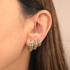 Brinco Trio Argola Cravejado Colors banhado em ouro 18k