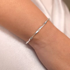 Pulseira Fio Palito Torcido banhado em Prata
