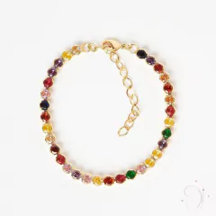 Pulseira Zircônias Colors 4mm banhado em ouro 18k - comprar online