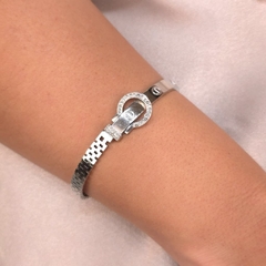 Bracelete Fivela Cravejado Cristal Steel