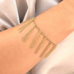 Pulseira Corrente Franja folheado em ouro 18k