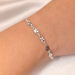 Pulseira 1x1 Batida Trabalhada banhado em Prata