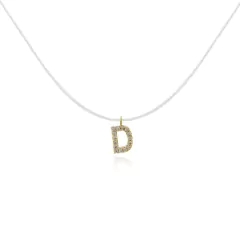 Colar Letra D Dourado Silicone folheado em ouro 18k