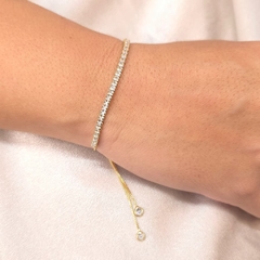 Pulseira Gravata Riviera Cristal banhado em ouro 18k