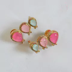 Brinco Gotas Pedras Colors banhado em ouro 18k na internet