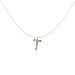 Colar Letra T Dourado Silicone folheado em ouro 18k