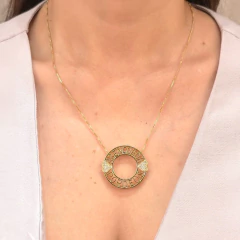 Colar Mandala Abençoada por Deus Veneziana 0,8mm 50cm +5cm extensor banhado em ouro 18k