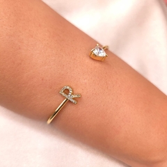 Bracelete R Zircônia banhado em ouro 18k