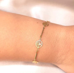 Pulseira Árvore da Vida banhado em ouro 18k