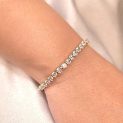 Pulseira Zircônia Cristal com Fecho Relógio banhado em ouro 18k