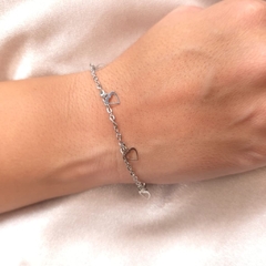 Pulseira Coração Vazado 18cm Steel