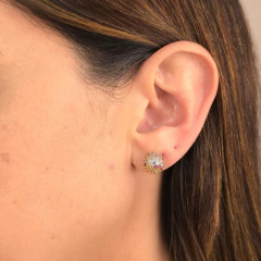 Brinco Bola Cravejado Colors banhado em ouro 18k - comprar online