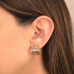 Brinco Argola Larga Quatro Fileiras Colors folheado em ouro 18k - comprar online