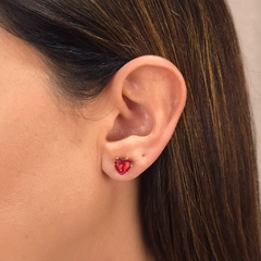 Brinco Coração G Rosa banhado em ouro 18k