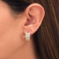 Brinco Argola Baguete Cristal banhado em ouro 18k - comprar online