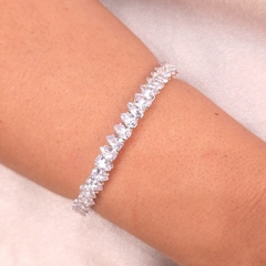 Bracelete Mola Zircônia Gota banhado em Prata