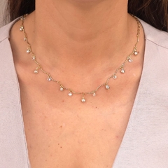 Choker Fio Torcido Pingente Pérolas banhado em ouro 18k