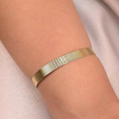 Bracelete Riscado 6mm banhado em ouro 18k
