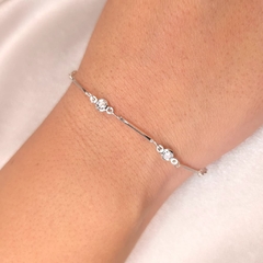Pulseira Palito Ponto de Luz 18cm banhado em Prata