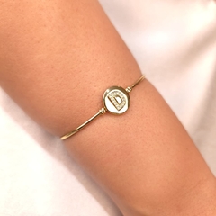 Bracelete Letra D Cravejada Click banhado em ouro 18k