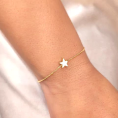 Pulseira Veneziana com Estrela Usinada de Furo Passante 16cm+5cm banhado em ouro 18k - comprar online