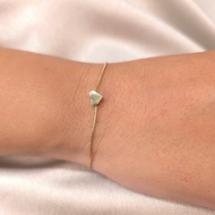 Pulseira Veneziana e Coração Usinado com Furo Passante 16cm+5cm banhado em ouro 18k