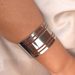 Bracelete Chapa Largo Dois Fios Steel